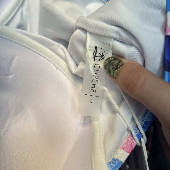 CUPSHE Stripe and Floral One Piece Swimsuit Bathing Suit Push-up NWT Sz L - Picture 5 of 8